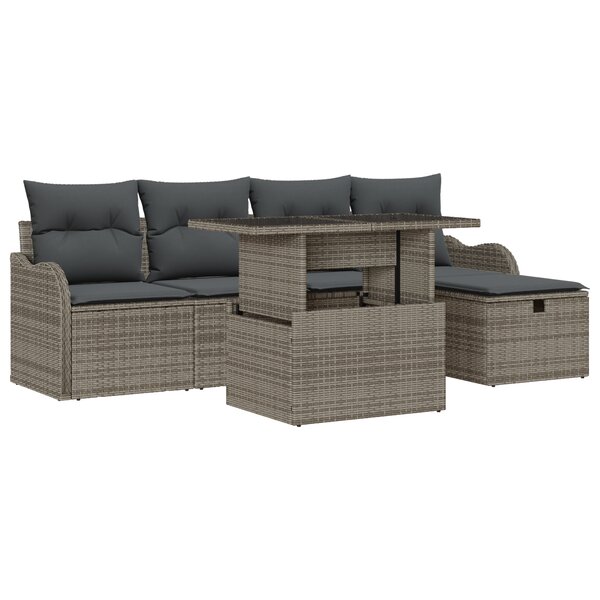 vidaXL Canapé de jardin de 6 pièces avec coussins gris en rotin synthétique