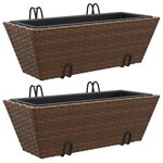 vidaXL Jardinières avec crochets 2 Pièces marron résine tressée