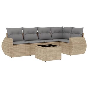 vidaXL Salon de jardin avec coussins 6 Pièces beige résine tressée