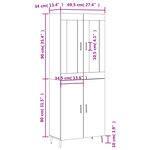 vidaXL Buffet haut Gris béton 69 5x34x180 cm Bois d'ingénierie