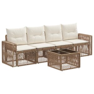 vidaXL Ensemble de canapé de jardin 5 Pièces Beige et blanc crème