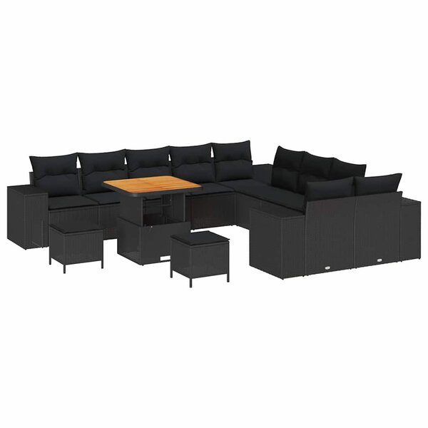 vidaXL Ensemble de canapé de jardin 13 Pièces Noir 80 x 80 x 71 cm