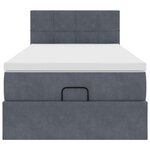 vidaXL Cadre de lit ottoman avec matelas gris foncé 100x200 cm velours