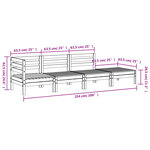 vidaXL Canapé de jardin 4 places cire marron bois de pin massif