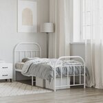 vidaXL Cadre de lit métal sans matelas avec pied de lit blanc 75x190cm