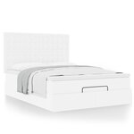 VidaXL Cadre de lit ottoman avec matelas blanc 140x190 cm similicuir