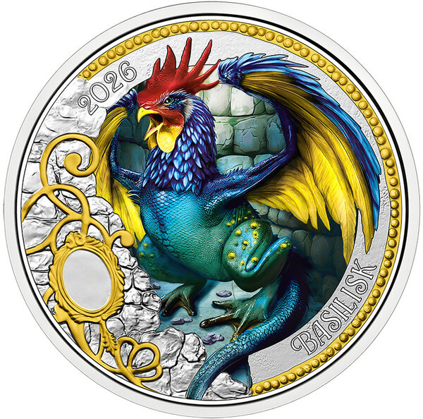 Monnaie BASILISK Mythical Creatures Metal 3€ Euro Austria 2026 (PRÉCOMMANDE)
