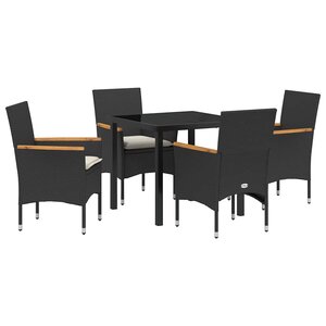 vidaXL Ensemble de salle à manger pour jardin 5 Pièces Noir polyrotin