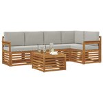 vidaXL Ensemble de canapés d'extérieur 6 pc Gris Naturel et Clair