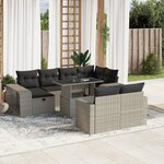vidaXL Salon de jardin 11 Pièces avec coussins gris clair résine tressée