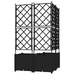 vidaXL Jardinière avec treillis 3 Pièces Noir 80x80x143 cm