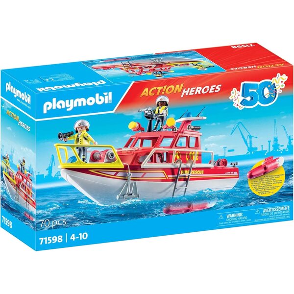 PLAYMOBIL 71598 - Bateau de sauvetage et pompiers