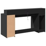 Bureau table poste de travail meuble d'ordinateur informatique étude avec lumières LED 160 x 55 x 91 cm bois d'ingénierie noir 02_0023431