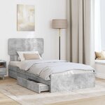 vidaXL Lit de Rangement Gris béton 70 x 190 cm Bois d'ingénierie