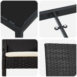 vidaXL Ensemble de Salle à Manger de Jardin 5 Pièces avec Coussins Noir Rattan Poly