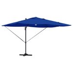 vidaXL Parasol Roma à Bras Déporté Bleu et Noir 352 x 251 x 265 cm