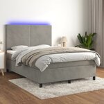 vidaXL Sommier à lattes de lit avec matelas LED Gris clair 140x200 cm