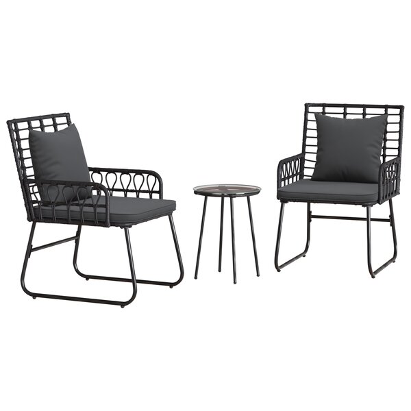vidaXL Ensemble de salle à manger pour jardin 3 Pièces Noir  Anthracite