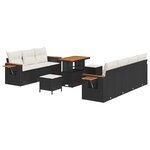 vidaXL Ensemble de canapé de jardin avec coussin 10 Pièces Noir et crème