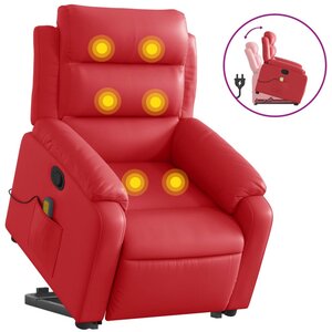 vidaXL Fauteuil inclinable de massage Rouge Similicuir