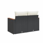 vidaXL Canapé de jardin avec coussins 2 places noir résine tressée