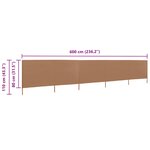 vidaXL Paravent 5 panneaux Tissu 600 x 80 cm Taupe