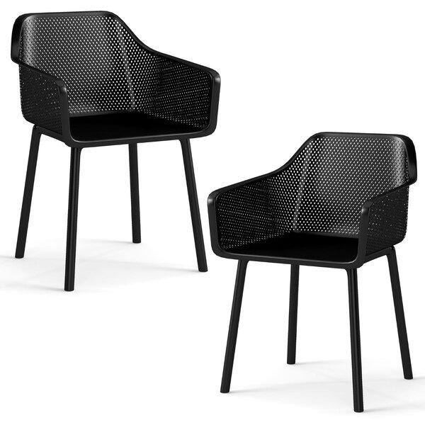 Lot de 2 chaises de salle à manger ergonomiques 57 x 54 5 x 81 cm assise confort moderne en pp noir 20_0017524