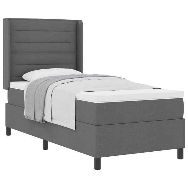 vidaXL Lit à ressorts avec matelas Gris foncé 200 x 100 cm tissu
