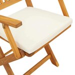 vidaXL Chaise pliante avec coussin 2 Pièces Blanc 49 x 57.5 x 92cm