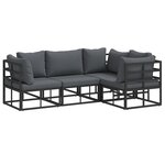 vidaXL Ensemble de canapé de jardin avec coussin 4 Pièces Noir Aluminium
