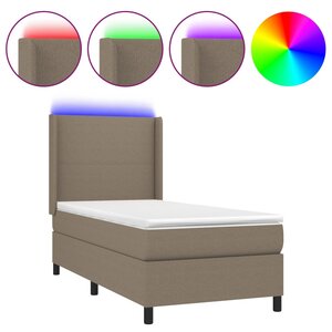vidaXL Sommier à lattes de lit matelas et LED Taupe 80x200cm Tissu