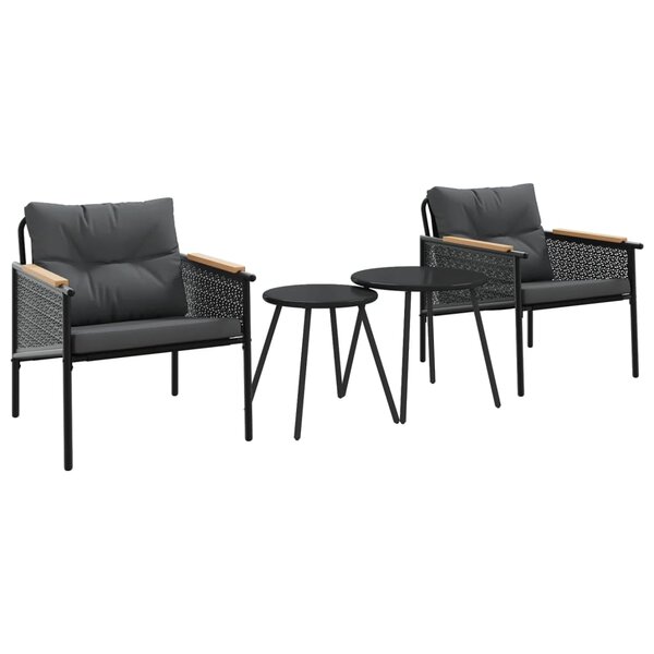 vidaXL Ensemble de meubles de balcon 4 Pièces avec coussins acier noir