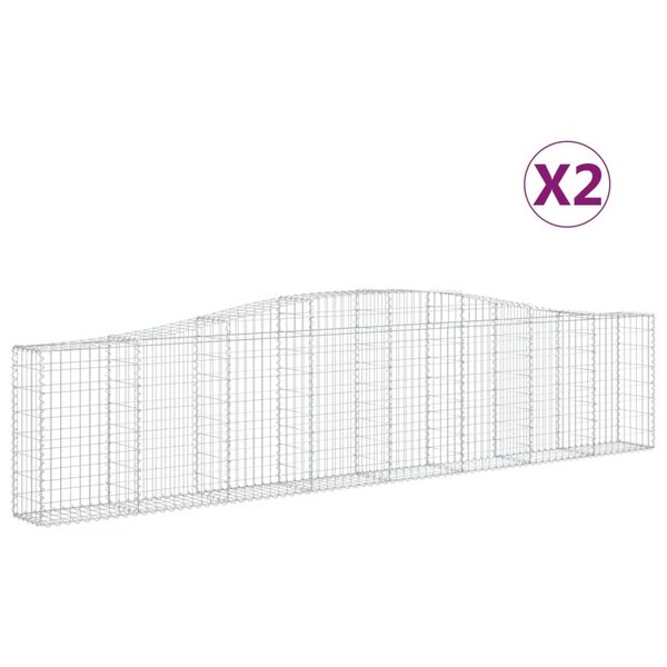 vidaXL Paniers à gabions arqués 2 Pièces 400x30x80/100 cm Fer galvanisé
