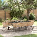 vidaXL Ensemble de salle à manger de jardin 9 pièces avec coussins en poly rattan marron