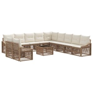 vidaXL Ensemble de canapé de jardin 12 Pièces Beige polyrotin