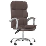 Chaise fauteuil siège pivotante de inclinable de bureau informatique étude similicuir brun 02_0024254