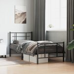 vidaXL Cadre de lit métal sans matelas avec pied de lit noir 90x200 cm