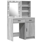 Ensemble de coiffeuse 2 pièces avec LED en bois d'ingénierie Sonoma gris