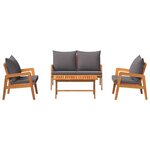 vidaXL Ensemble bistrot avec coussin 4 Pièces Marron Bois d'Acacia Massif