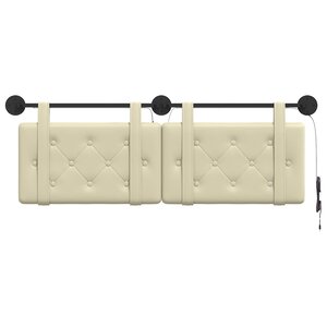 vidaXL Tête de lit suspendue Avec lumière LED Crème Simili cuir
