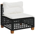 vidaXL Salon de jardin 9 Pièces avec coussins noir résine tressée
