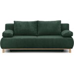 Banquette convertible 3 places MIKA - Velours côtelé Vert foret - Coffre de rangement - 192 x 84 x 93 cm