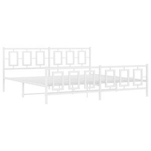 vidaXL Cadre de lit métal sans matelas et pied de lit blanc 193x203 cm