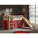 PINO Lit Compact avec Toboggan Pin Massif Nature  + Rideau de lit Chucky