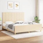 vidaXL Cadre de lit avec tête de lit Crème 180 x 200 cm Tissu