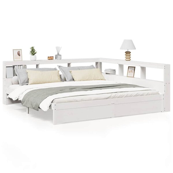 vidaXL Lit bibliothèque sans matelas blanc 180x200 cm bois pin massif