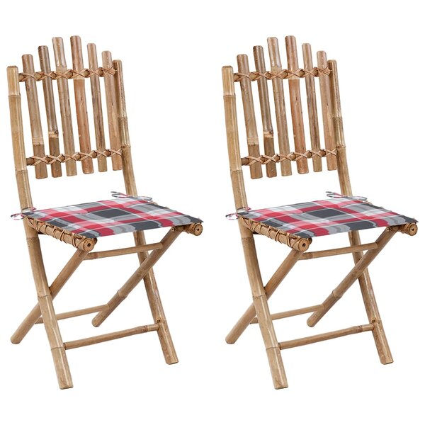 vidaXL Chaises pliables de jardin lot de 2 avec coussins Bambou