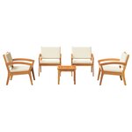 vidaXL Ensemble de Bistro 5 Pièces avec Coussins en Bois d'Acacia Massif