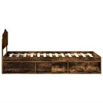 vidaXL Cadre de lit avec tête de lit Chêne fumé 90 x 200 cm Pin massif