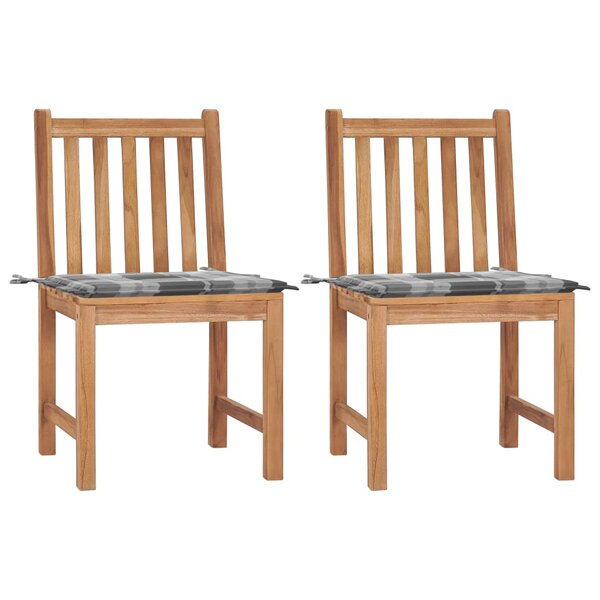 vidaXL Chaises de jardin lot de 2 avec coussins Bois de teck massif
